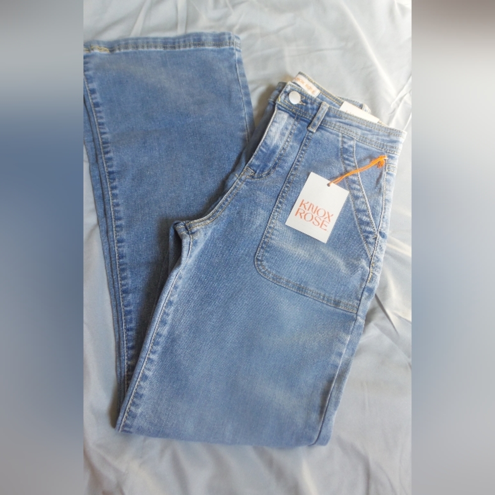 Knox Rose Faded Blue Carpenter Style Jeans High Rise